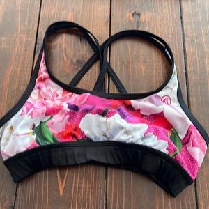 InknBurn Pink Flora sports bra